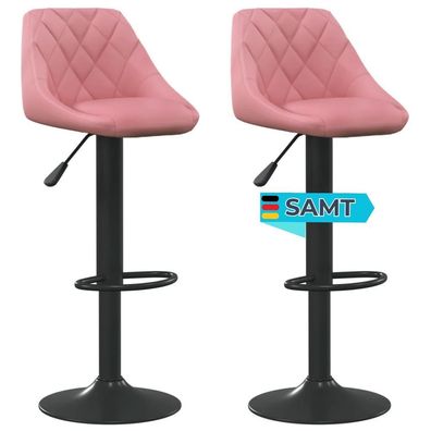 Barhocker DUKE höhenverstellbar 2er Set Rosa Samt Barstühle drehbar Küchenhocker
