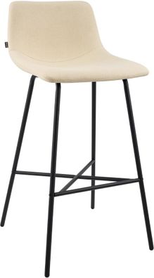 Barhocker GEKEL Stoff Creme 44x49x98 cm Barstuhl Mit Lehne Tresenhocker Tresenstuhl