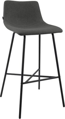 Barhocker GEKEL Stoff Dunkelgrau 44x49x98 cm Barstuhl Mit Lehne Tresenhocker