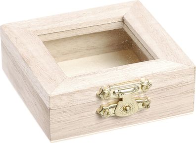 Holzbox m. Glasscheibe 6x6x2,5cm