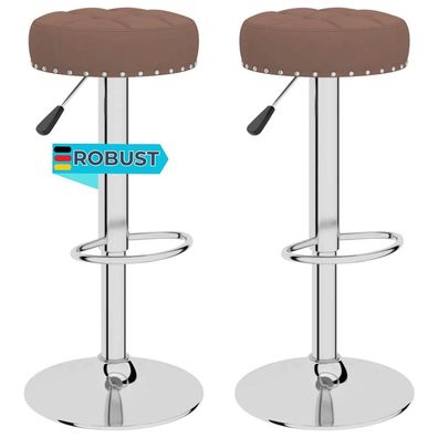 Barhocker KENTR höhenverstellbar 2er Set Braun Stoff Barstühle drehbar Küchenhocker