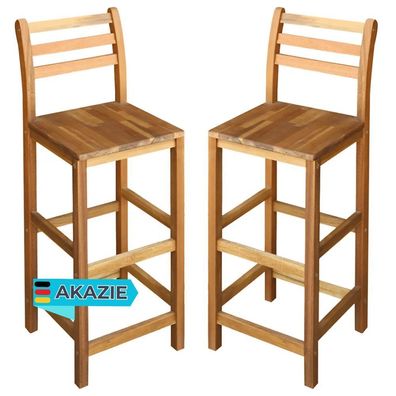 Barhocker LENI 2er Set Massivholz Akazie Barstühle Küchenhocker Thekenhocker für