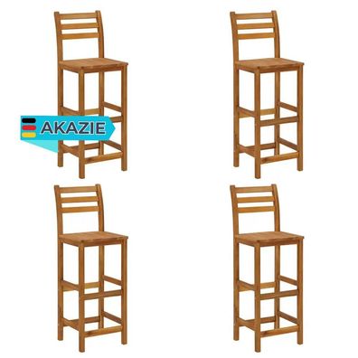 Barhocker LENI 4er Set Massivholz Akazie Barstühle Küchenhocker Thekenhocker für