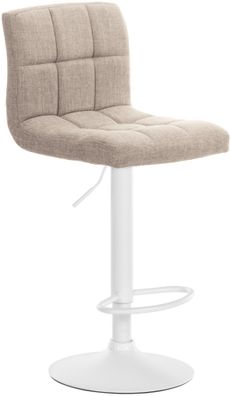 Barhocker MADRID Creme Stoff Weiß Barhocker mit Lehne Barstuhl Tresenhocker