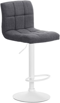Barhocker MADRID Hellgrau Stoff Weiß Barhocker mit Lehne Barstuhl Tresenhocker