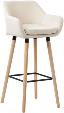 Barhocker MIRID Stoff Beige 51x50x101 cm Barstuhl Mit Lehne Tresenhocker Tresenstuhl