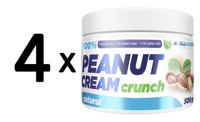 4 x Allnutrition 100% Peanut Cream, Crunch - 500g
