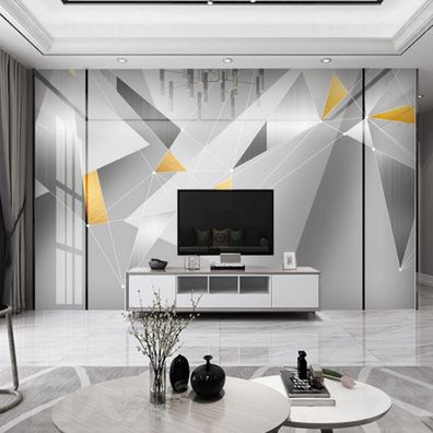 Fototapete Goldene Geometrie Wanddeko Wohnzimmer Schlafzimmer Modern 10537