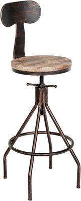 Barhocker SALIS Holz Bronze 41x41x96 cm Barstuhl Mit Lehne Tresenhocker Tresenstuhl