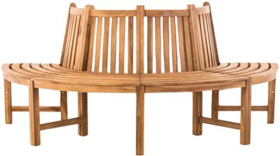 Baumbank VEGAD Holz Teak 200x100x90 cm Halbrunde Sitzbank Mit Lehne Baumbank