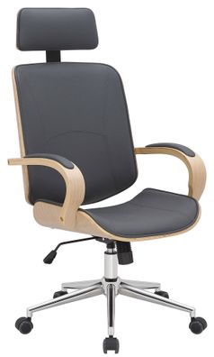 Bürostuhl Chefsessel KINGO 118x70x70 Natur/Grau Kunstleder Metall Gestell