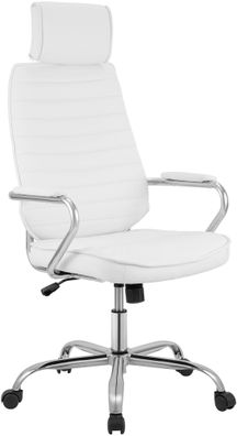 Bürostuhl Ergonomisch FUGOR Weiß Schreibtischstuhl mit Rollen Höhenverstellbarer