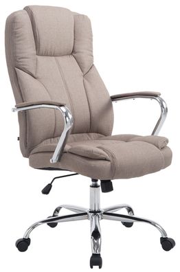 Bürostuhl JUBEL Stoff 115x62x70 Taupe Stoff Metall in Chromoptik Gestell ergonomische