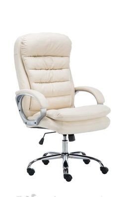Bürostuhl SOUK 116x68x77 Creme Kunstleder Metall in Chromoptik Gestell ergonomische