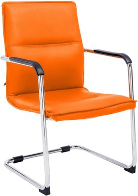 Besucherstuhl Seattle 92x56x60cm Orange Kunstleder Metall Gestell Konferenzstuhl