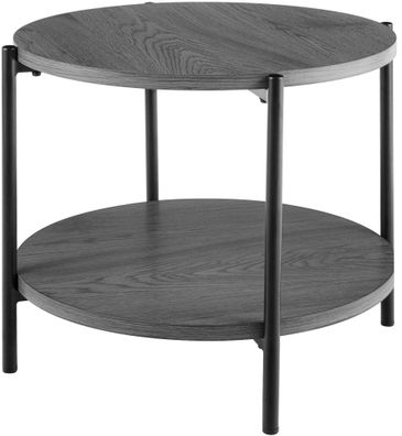 Couchtisch BAZON Holz Grau 50x50x40 cm Sofatisch Rund Beistelltisch Holz
