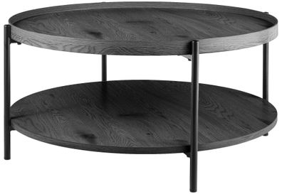 Couchtisch HONIM Holz Grau 80x80x40 cm Sofatisch Rund Beistelltisch Holz