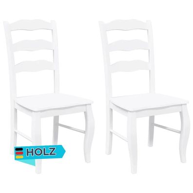 Esszimmerstühle RESZ 2er Set Weiß Massivholz Küchenstuhl Wohnzimmerstühle Essstühle