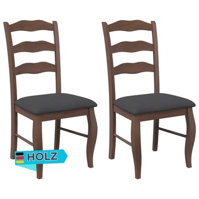 Esszimmerstühle RESZ Kissen 2er Set Braun-Schwarz Massivholz Küchenstuhl