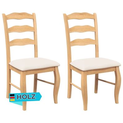 Esszimmerstühle RESZ Kissen 2er Set Hellbraun-Creme Massivholz Küchenstuhl