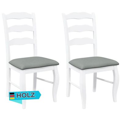 Esszimmerstühle RESZ Kissen 2er Set Weiß-Grau Massivholz Küchenstuhl Wohnzimmerstühle