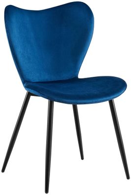 Esszimmerstuhl COLON Samt Dunkelblau 50x58x80 cm Essstühle Esszimmerstühle