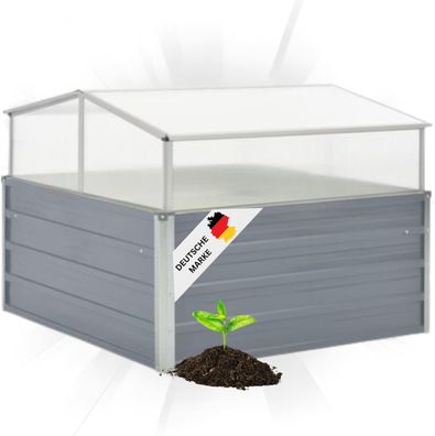 Garten Gewächshaus klein LINA grau Stahl HxBxT 85x100x100cm Treibhaus Tomatenhaus