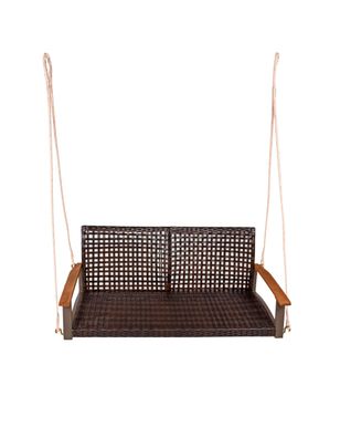 Garten-Hängebank KIEL braun 131cm Breit Akazie Braun mit Armlehne Hängebank Garten