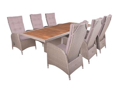 Garten-Sitzgruppe CELLE weidenbraun 7-tlg. Akazie Weidenbraun Gartenmöbel-Set