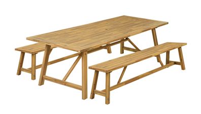 Garten-Sitzgruppe CINDY 3-tlg. Akazie Natur Gartenmöbel-Set Gartengarnitur