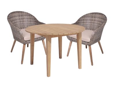 Garten-Sitzgruppe CITY 3-tlg. Akazie Dunkelbraun Gartenmöbel-Set Gartengarnitur