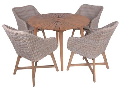 Garten-Sitzgruppe ELVIRA 5-tlg. Akazie Hellbraun Gartenmöbel-Set Gartengarnitur