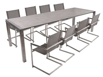 Garten-Sitzgruppe GINO 9-tlg. Kunststoff Grau Gartenmöbel-Set Gartengarnitur