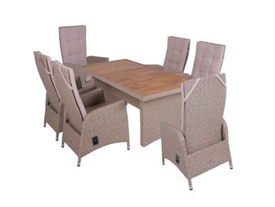 Garten-Sitzgruppe HAGEN 7-tlg. Akazie Weidenbraun Gartenmöbel-Set Gartengarnitur