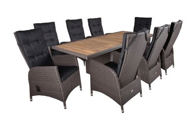 Garten-Sitzgruppe HAMM 9-tlg. Akazie Weidenbraun Gartenmöbel-Set Gartengarnitur