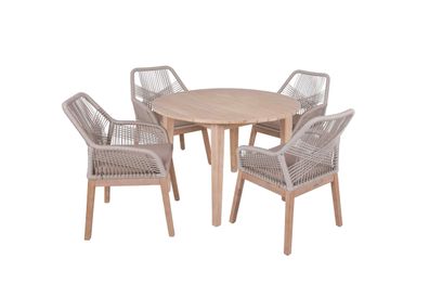 Garten-Sitzgruppe KIEV 5-tlg. Akazie Beige Gartenmöbel-Set Gartengarnitur