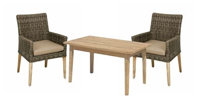 Garten-Sitzgruppe LUGANO Akazie Dunkelbraun Tisch klein Gartenmöbel-Set