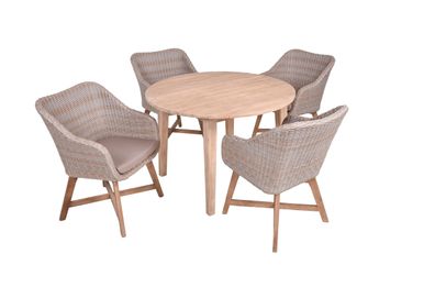 Garten-Sitzgruppe MINSK 5-tlg. Akazie Braun Gartenmöbel-Set Gartengarnitur