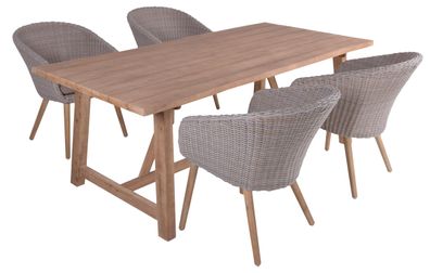 Garten-Sitzgruppe PEER 5-tlg. Akazie Braun Gartenmöbel-Set Gartengarnitur