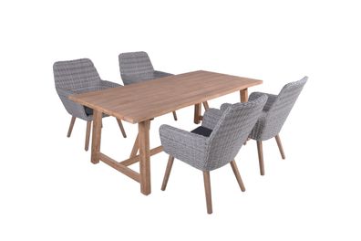 Garten-Sitzgruppe PEER 5-tlg. Akazie Hellbraun Gartenmöbel-Set Gartengarnitur