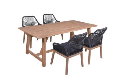 Garten-Sitzgruppe PEER 5-tlg. Akazie Hellbraun Gartenmöbel-Set Gartengarnitur