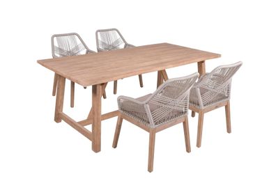 Garten-Sitzgruppe PEER 5-tlg. Akazie Hellbraun Gartenmöbel-Set Gartengarnitur