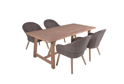 Garten-Sitzgruppe PEER 5-tlg. Akazie Pfefferbraun Gartenmöbel-Set Gartengarnitur