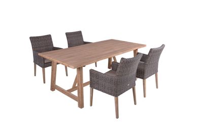 Garten-Sitzgruppe PEER 5-tlg. Akazie Pfefferbraun Gartenmöbel-Set Gartengarnitur