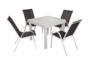 Garten-Sitzgruppe SELINA 5-tlg. Kunststoff Schwarz Gartenmöbel-Set Gartengarnitur