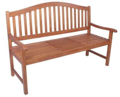Gartenbank ARLES 150cm Breit Eukalyptus Natur Terrassenbank Wetterfest Sitzbank