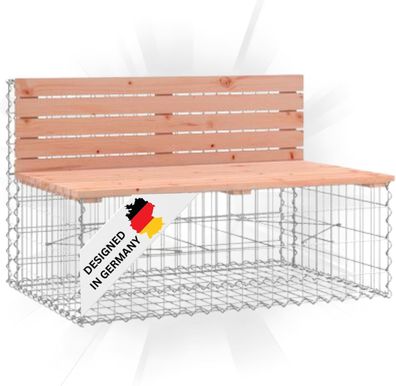 Gartenbank Gabionen INO Stahl 103x70x65cm Massivholz Douglasie Gabionenbank