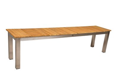 Gartenbank GRETA ohne Rückenlehne 180cm Breit Teak Natur Terrassenbank Wetterfest