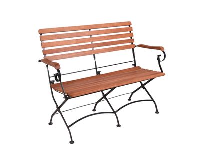 Gartenbank KNUT klappbar 116cm Breit Eukalyptus Natur Terrassenbank Wetterfest