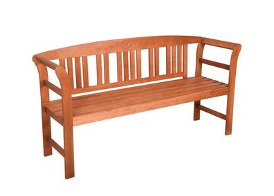 Gartenbank LUCERN 3-Sitzer mit Rose 157cm Breit Eukalyptus Natur Terrassenbank